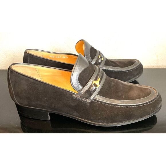 Gucci Black Suede Leather Trimmed Bit Men’s Loafers Made in Italy Size 43/9.5 M - Picture 6 of 15
